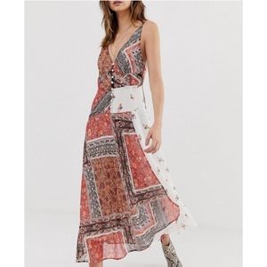 NWOT Asos Design Scarf & Floral Print Cami Maxi Dress Multicolored Size 8